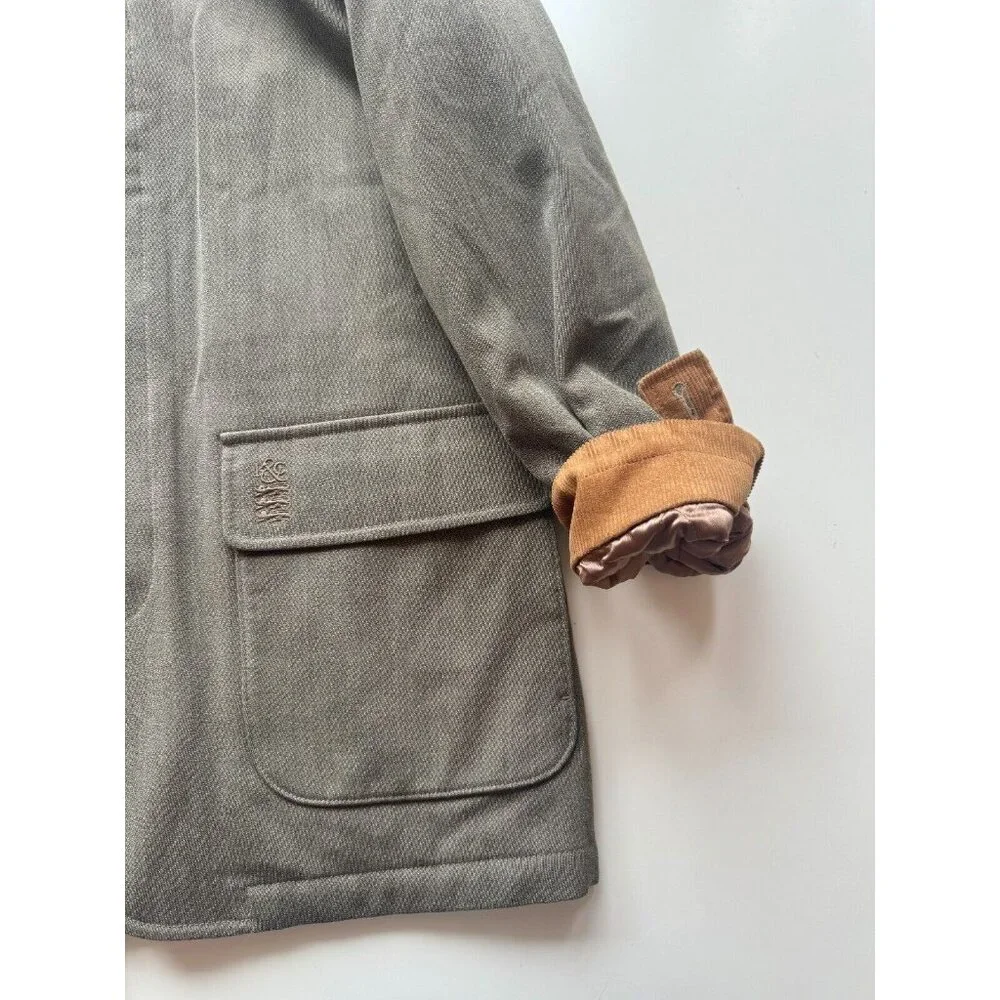 Men's KENT & CURWEN Loro Pia Green Wool Quilted Barn Coat Jacket, Size M - Picture 7 of 16